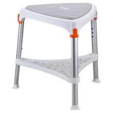 Nova 光星 king tri 洗澡椅 三角設計, White, Gray seat, Silver frame, Orange, 1入