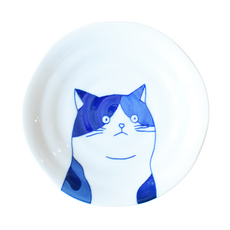 佐和陶瓷 三毛貓16.3皿 日本製 160ml, 1個, 白色