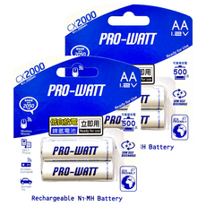 Mayka 明家 PRO-WATT 低自放鎳氫充電電池 AACX750 4號 1.2V 最高容量800mAh 可重複充電500次, 2顆, 2組