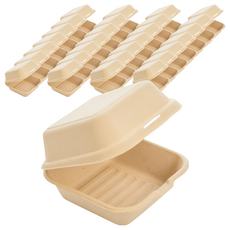 禾啟 植纖 連體漢堡盒 11號 6吋, 50個, 10條, 本色