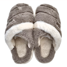 ego life 雙色毛絨EVA厚底防滑保暖男女室內拖鞋, 42~43, 棕色, 1雙