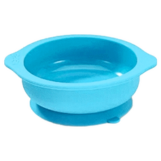 baby mambo 蔓葆 矽膠吸盤碗 100%矽膠 可微波加熱 易清洗, 藍色, 1個