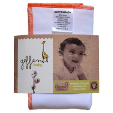 Geffen Baby 柔膚觸感有機棉麻絨折式布尿布 Fleece 60%麻 40%有機棉 美國製, 白色 + 橘色 邊, 1件