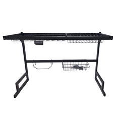 鐵藝伸縮瀝水架，單層全配75cm, 黑色, 1層, 1個