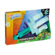 Hasbro 孩之寶 NERF 樂活打擊 Supersoaker 超威水槍系列 Minecraft 三齒魚叉水槍, 藍綠色, 1個