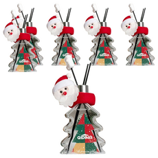 QiMart MIT聖誕狂歡聖誕樹造型硅藻土香氛擴香瓶, 香水麝香, 200ml, 6瓶