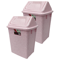 清心 附蓋方形紙林垃圾桶 9L 粉紅色, 24.5 x 19 x 36cm