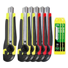 comet 螺紋橡膠美工刀 6支 + 刀片 30片, 1組, 混和顏色