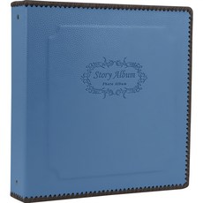 J&H Story Album 黏貼式素面皮革相簿 藍色 50頁, 50張