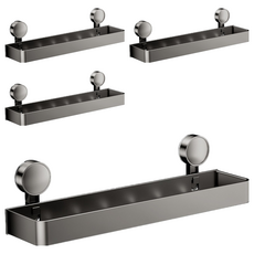 吸盤式帶勾帶桿置物架 60cm 槍灰色 浴室收納好幫手, 4個