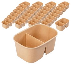 禾啟 牛皮紙分隔長方形碗 二分格 17 x 12 x 7.5cm 930ml, 25個, 12袋