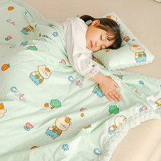 Annette 純棉冰荳荳兒童涼被 極凍冰冰被, 可愛小熊 綠色