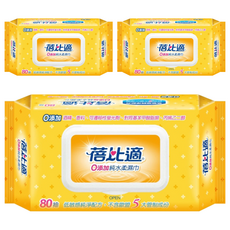 BeiBis 蓓比適 零添加純水濕巾 橘色 80抽3包入, 80張, 3包