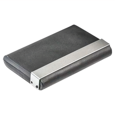 德國 REFLECTS 滑扣雙層名片盒 ABS塑料 9.7 x 6.5 x 1.7 厘米, 1個, 黑色 + 銀色