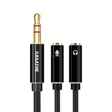 山澤 3.5mmAux高保真抗干擾一分二耳機麥克風分接線, YP-600, 1條, 黑