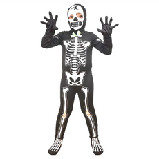 萬聖節骷髏螢光表演服 變裝服 (附頭套, 附手套), 夜光骷髏, 1件