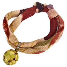 Necoichi 貓壹 日本 手工和風項圈 縐綢四葉草鈴 5g, 黃色, 1個