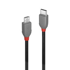 LINDY 林帝 ANTHRA USB2.0 Type-C/公-Micro-B/公傳輸線, 黑色, 2m, 1條