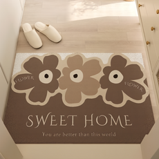 玄關絲圈地墊 3.6kg, 花朵咖啡 棕色