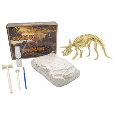OhBabyLaugh 挖掘考古玩具 恐龍化石 三角龍 PVC塑膠骨架, 1盒