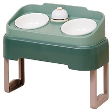 Pets Family 寵物架高陶瓷雙碗3件, 1套, 綠色