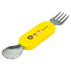 台灣晉億 無毒環保不鏽鋼折疊餐具組, 祝福森林, 三合一組合, ABS材質, 6個月以上適用, 湯匙 / 叉子, 黃色, 1組