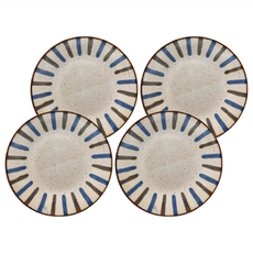 JUST HOME 米藍十草平盤 6吋 日本製, 4件組平盤(18.8 x 2.8cm), 藍色, 1組