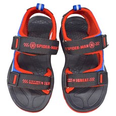 MARVEL 漫威 SPIDER-MAN 蜘蛛人 輕量休閒涼鞋, 16, 黑色 + 紅色