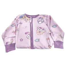 愛北鼻 兒童款 無痕長袖防踢被 蝴蝶結紫兔, 90碼