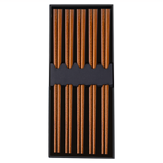 LifeShopping 實木筷子5雙禮盒組, 原木色, 5雙筷子, 1盒