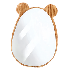 木質摺疊鏡子, 動物造型化妝鏡, 帶穩定支架, 角度可調節, 小熊