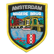 A-ONE 匯旺 荷蘭 阿姆斯特丹瘦橋 地標造型刺繡 7.5x6cm 聚酯纖維, 黃色 + 黑色, 1個