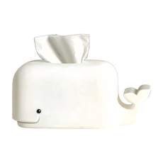 創意矽膠鯨魚面紙盒, 附帶手機架功能, 260 x 134 x 113mm, 白色