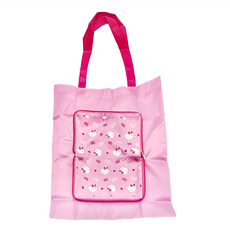 Hello Kitty 凱蒂貓 Sanrio 三麗鷗 時尚摺疊購物袋 尼龍布, 粉色, 38 x 42cm, 1個