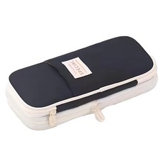 ANGOO 擴充式筆袋 黑色 大容量拉鍊文具收納, 1個