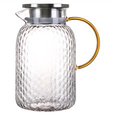 FOREVER 耐熱玻璃錘紋款不鏽鋼把手水壺, HM-1500, 1.5L, 1個