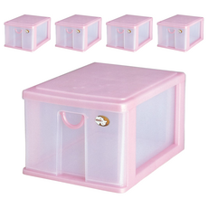 DOLEDO 單層大物收納盒, 粉色, 35 x 25.5 x 19.5cm, 5個