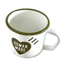 HUMAN MADE 愛心 琺瑯瓷 馬克杯 大號400ml, 軍綠, 1個