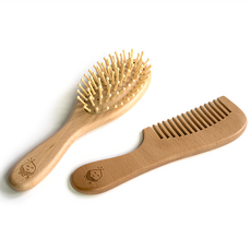green sprouts 小綠芽 兒童專用天然木頭按摩梳子 (山毛櫸木, 竹鬃, 矽氧樹脂), GS301701, 1支