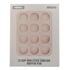 CHEFMADE 學廚 12連杯不粘金色英式麥芬模 WK9846, 32.6 x 25.8 x 3.7cm, 1個