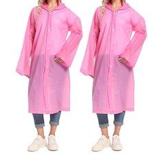 小明村長 EVA 雨衣 成人 粉色時尚 雨具防護 2件組, 1組