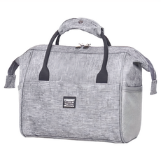 E.City 防潑水牛津布立體鋼架保溫便當包 約250g 灰/藍/綠/紅/紫, 24 x 21 x 15cm, 灰色, 1個