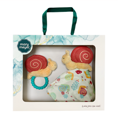 mary meyer 蜜兒 吉比小蝸牛經典禮盒 安撫巾+手搖鈴, 吉比小蝸牛 多色, 1盒