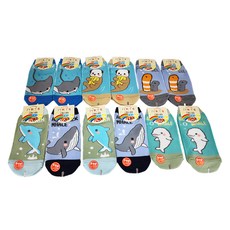 JY SOCKS 靴下屋 直版童襪12雙, 台灣製造, 襪底有止滑顆粒, 海洋世界, 7~12歲 19~23cm