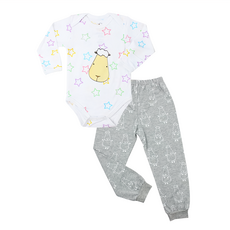 baa baa sheepz 抱抱羊 長袖包屁衣套裝, 95%天然竹纖維, 5%聚氨酯類纖維, 18~24個月, 彩色星星羊