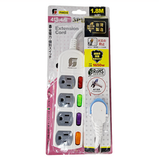 崶華四開四插電腦延長線, 1.8M (6尺), 3P電源延長線, 1650W, F443-6, 1條