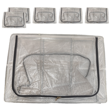 超大透明可視雙開收納箱, 防水尼龍材質, 摺疊收納, 鋼架支撐, 灰色, 6個