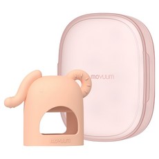 MOYUUM 白金矽膠手套固齒器 小小象, 手套固齒器 + 收納盒, 1個, 蜜桃橘