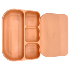 INUIPET 寶寶超吸力三格矽膠餐盤, 矽膠餐盤1組, 珊瑚粉, 1個