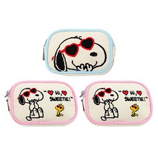 PEANUTS 史努比 SNOOPY 愛心系列 電繡票卡夾零錢包 3入